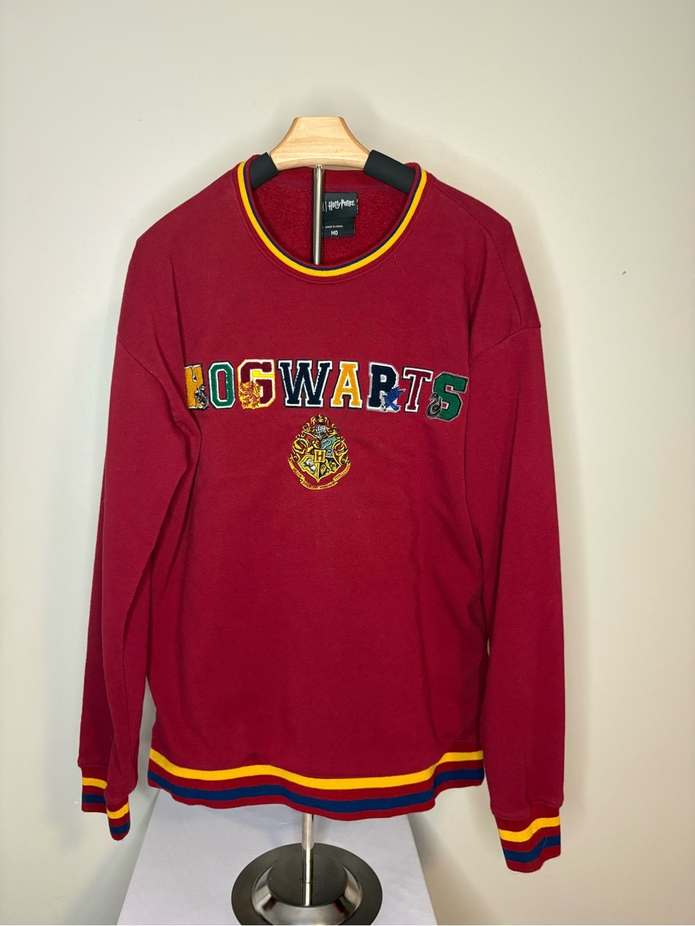 Warner Bros. Hogwarts Maroon Crewneck Sweatshirt with Multicolor Trim